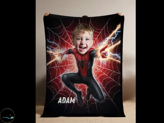 Discover Custom Spider Hero Photo Blanket Super Personalized Disney Fleece Blanket