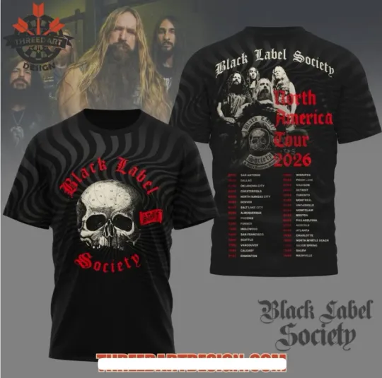 Discover Black Label Society North America Tour 2026 3D T-Shirt
