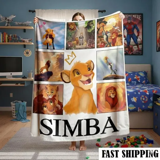 Discover Personalized Name Lion King Blanket, Simba & Friends Fleece Blanket