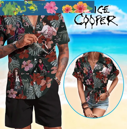 Palm Tree Coconut Monstera Hibiscus Alice Cooper Hawaiian Shirts