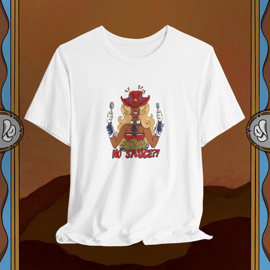 Discover NO SAUCE Spaghetti T-Shirt Cowboy Carter Beyonc Jolene Fan Art Country Western Tee