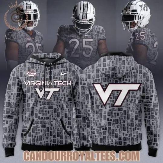 Discover Virginia Tech Hokie 2025 Gray Camo Hoodie All Sizes