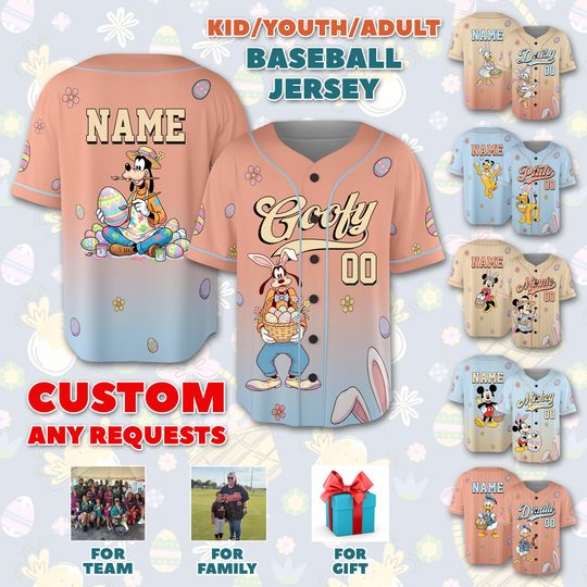 Discover Personalized Cartoon Baseball Jersey, Personalized Easter Day Baseball Outfit, Custom Video Game Baseball Jersey, Easter Day gift