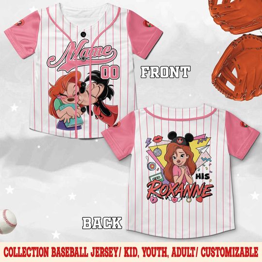 Discover Valentine Couple Baseball Jersey, Max And Roxanne Matching Jersey Shirt, Custom Name Disney Couple Outfit, Honeymoon & Disney Trip JCUR01-2