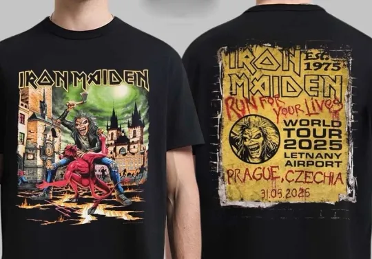 Discover Iron Maiden Run For Your Lives World Tour 2025 Europe Tour Unisex T Shirt7..