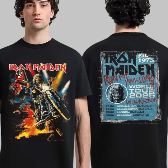 Discover Iron Maiden Run For Your Lives World Tour 2025 UK T-Shirt
