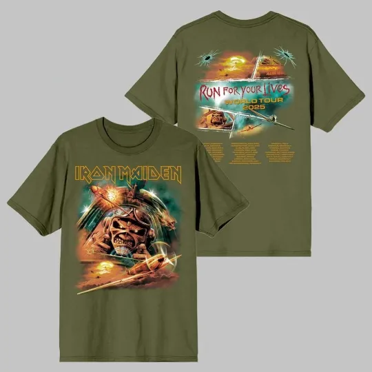Discover Iron Maiden Run For Your Lives World Tour 2025 Aces High Death Defying Eddie Tee