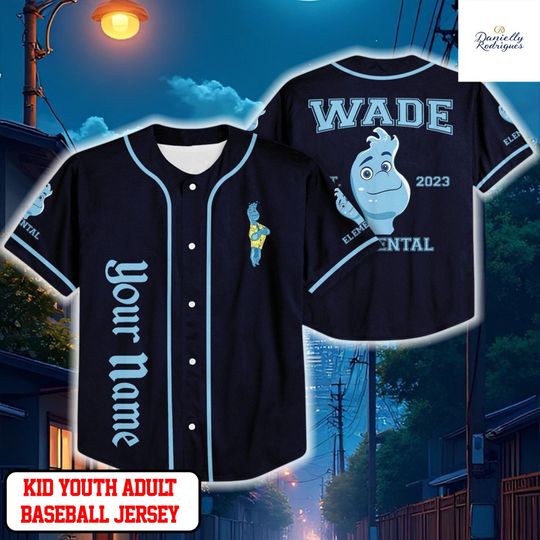 Discover Personalize Disney Pixar Elenmental Wade Custom Kids, Youth, Adult Disney Baseball Jersey Sports Cute Gifts