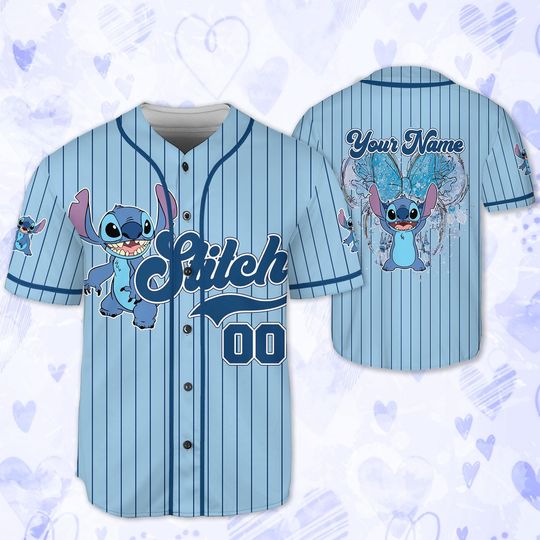 Discover Personalize Disney Vintage Stitch Baseball Jersey, Baseball Jersey Collection Choose Style Jersey Disneyland Birthday Gift