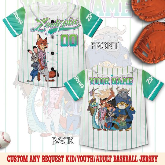 Discover Zootopia Jersey Shirt, Disney Zootopia Baseball Jersey, Zootopia Movie Cosplay, Disney Family Jersey