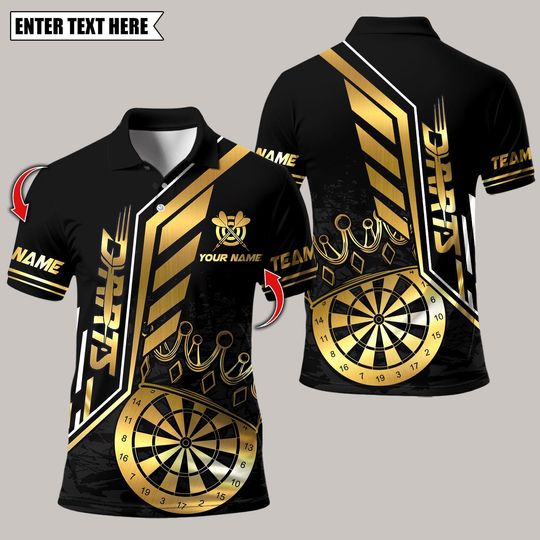 Discover Personalized Name Dart Polo Shirt, Darts King's Crown  Design ,Custom Team Shirt for Men, Gift for Darts Players