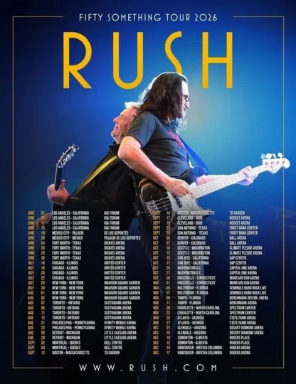 Discover Rush 2026 Fifty Something Tour Poster