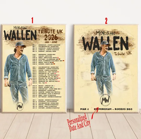 Custom Wallen Western Tribute UK 2026 Tour Poster
