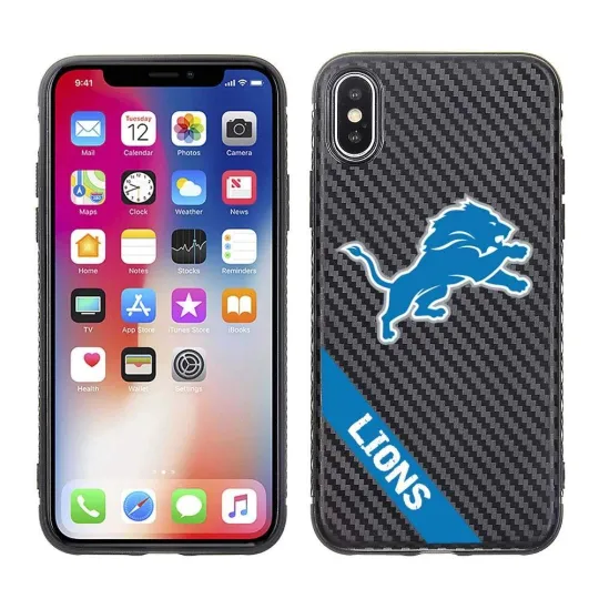 football Detroit Lions Black Carbon Case for iPhone X, XS (5.8")