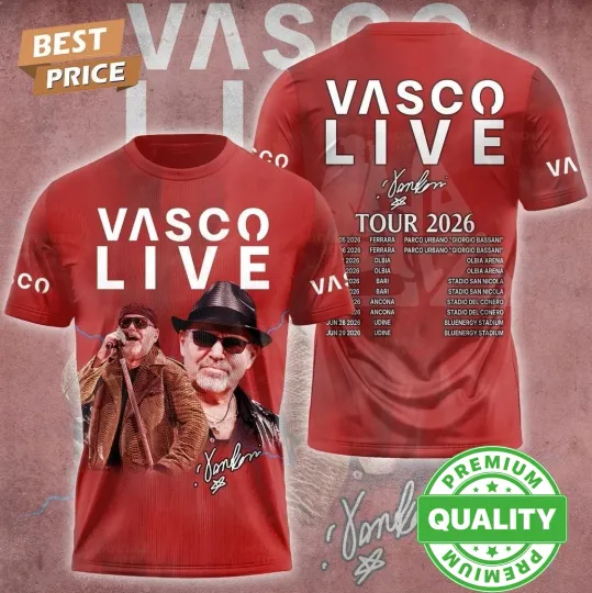 Discover Vasco Rossi Tour 2026 Special Edition Red AOP 3D Shirt Unisex