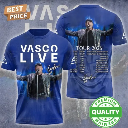 Discover Vasco Rossi Tour 2026 Special Edition Blue AOP 3D Shirt