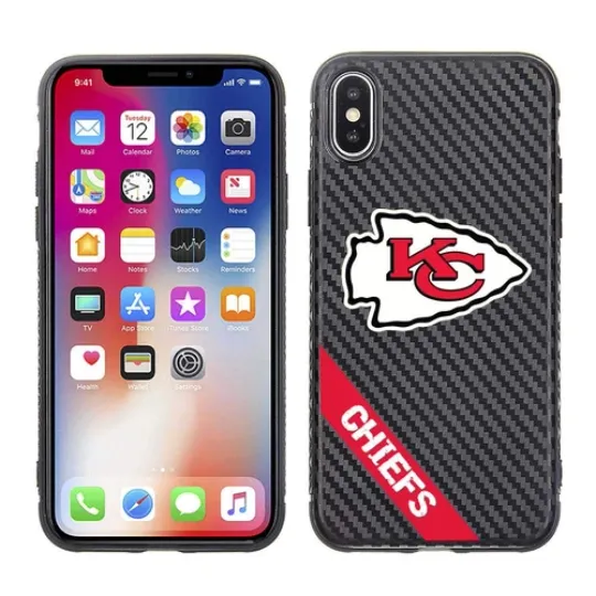 football Kansas City Chiefs Black Carbon Case for iPhone X, XS (5.8")