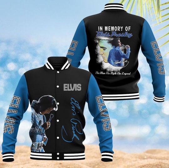 Discover Elvis Presley Baseball Jacket, Elvis King Baseball Jacket, Rock And Roll Music Linen Shirt
