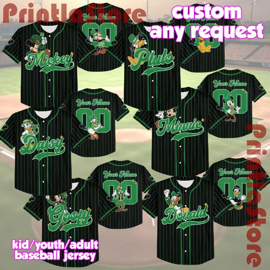 Discover Disney Happy St. Patricks Day Baseball Jersey, Mickey Shamrock Green Jersey, Family Trip 2026 Outfit