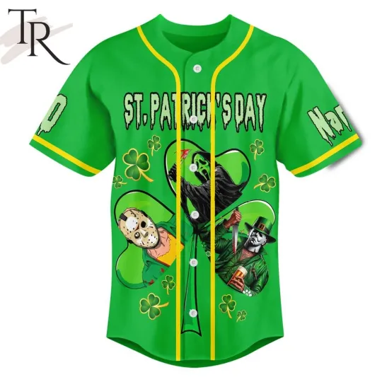 Discover Horror Movies St.Patrick Day's Pinch Me I Dare You Custom Baseball Jersey