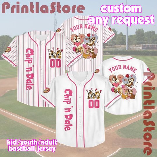 Discover Personalized Chip and Dale Baseball Jersey  Custom Disney Valentine Shirt  Chip n Dale Couple Jersey Gift