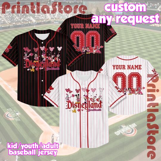 Discover Personalized Disney Minnie Mouse Valentine Baseball Jersey, Custom Valentines Day Jersey Shirt