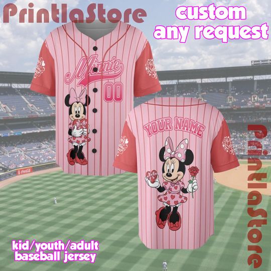 Discover Disney Mickey and Friends Valentine Baseball Jersey, Custom Minnie Mouse Valentine Shirt, Matching Family Jersey Gift
