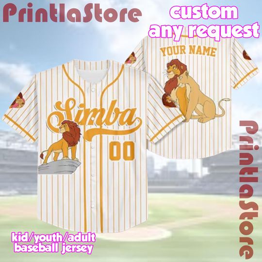Discover Personalized Disney Simba and Nala Baseball Jersey, Custom Lion King Valentine Jersey Shirt, Disney Couple Gift