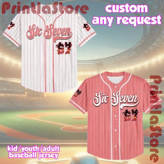 Discover Personalized 67 Valentine Day Baseball Jersey, Custom Funny Six Seven Valentine Jersey, Disney Couple Gift