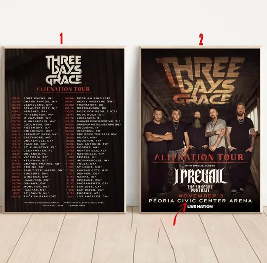 Discover Custom Three Days Grace 2026 World Tour Poster
