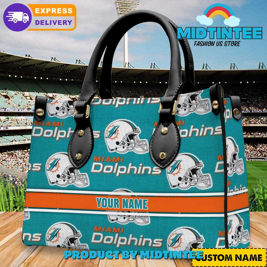 Discover Miami Dolphins football Personalized Leather Handbag