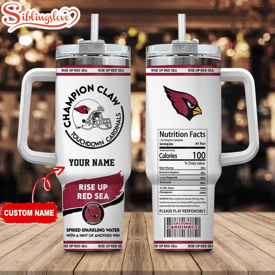 Discover Custom Name Arizonna Cardinals Champion Claw football Tumbler 40Oz Handle