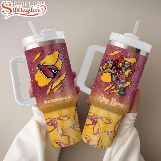 Discover Custom Name Arizonna Cardinals Mascot Pattern Tumbler 40Oz With Handle