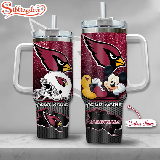 Discover Custom Name Arizonna Cardinals Mickey Tumbler 40Oz With Handle