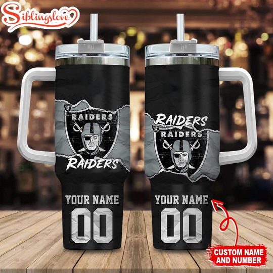 Custom Name And Number Las Vegas Raiders football Tumbler 40oz With Handle