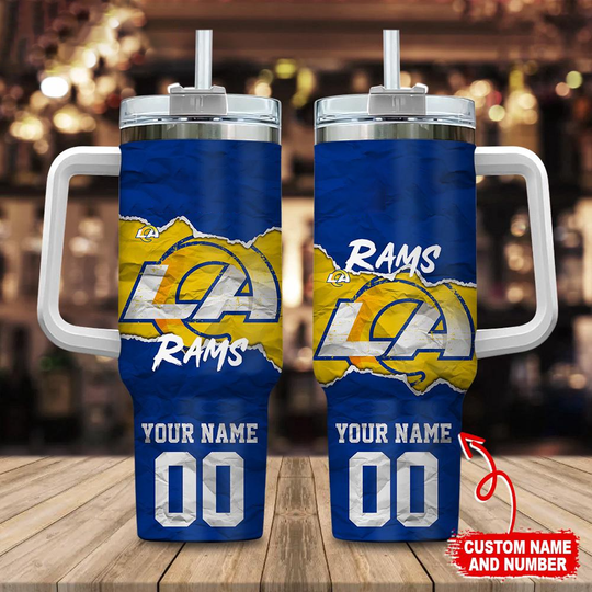 Discover Custom Name And Number Los Angeles Rams football Tumbler 40oz With Handle