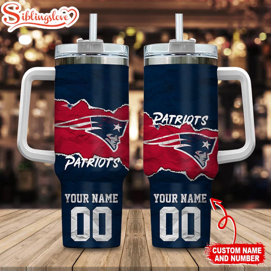 Custom Name And Number New England Patriots football Tumbler 40oz With Handle