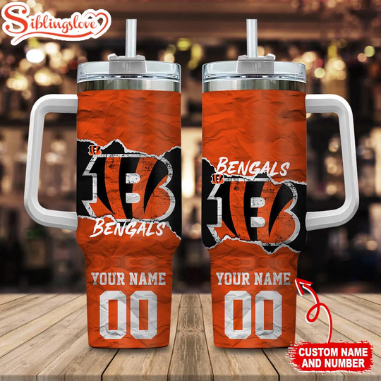 Discover Custom Name And Number Cincinnati Bengals football Tumbler 40oz With Handle