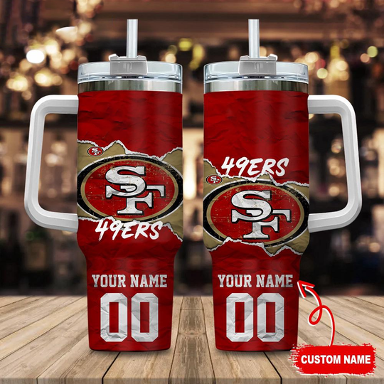 Discover Custom Name And Number San Francisco 49ers football Tumbler 40oz With Handle