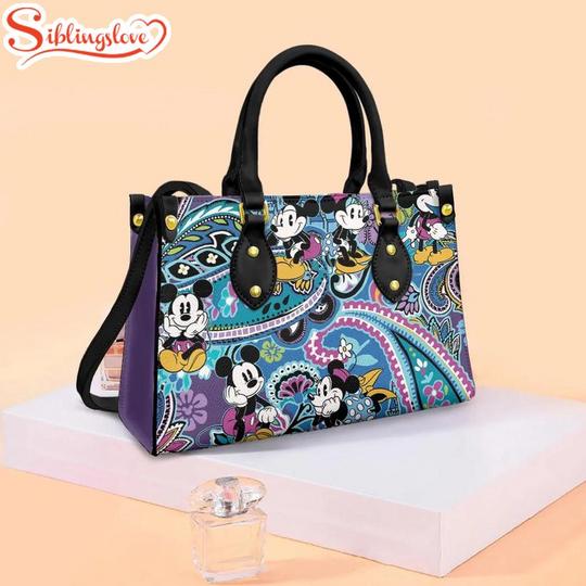 Discover Mickey Mouse With Minnie Mouse Leather Handbag