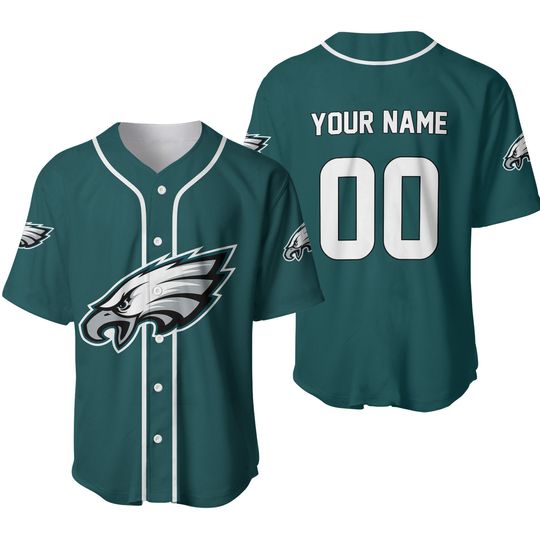 Philadelphia Football Team Eagless Team Logo Custom Baseball Jersey