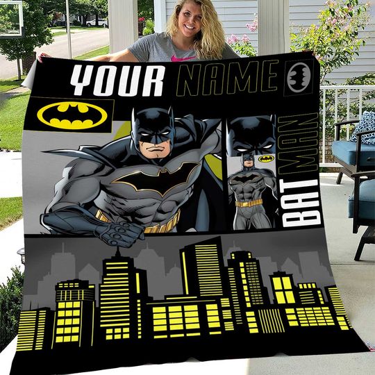 Personalize Batman Plush Fleece Blanket Birthday Gift, Christmas Gift ,Family