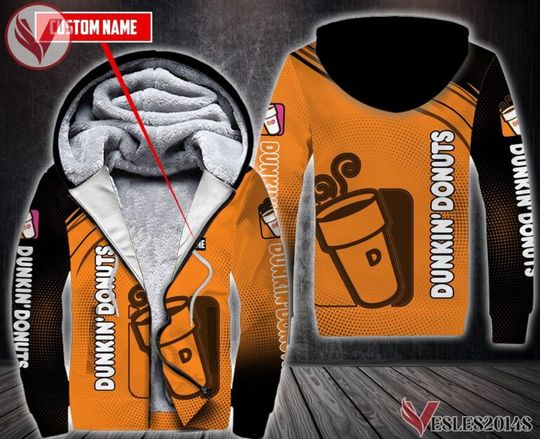 Custom Dunkin’ Donuts Fleece Zip Hoodie, Winter Jacket For Worker