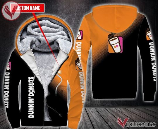 Personalized Dunkin’ Donuts Fleece Zip Hoodie, Winter Jacket For Donut Fan