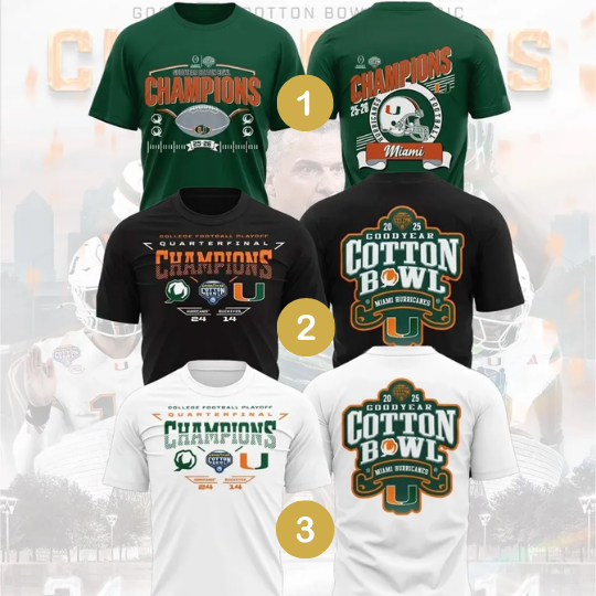 Discover Miami Hurri.canes Playoff 2025 Cotton Bowl Champions Special 2-Side Gift