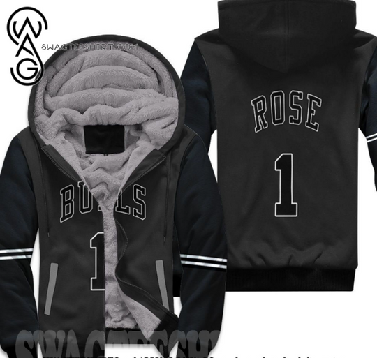 Chicago Bulls Derrick Rose 1 Nba Throwback Black Inspired Cool Style Fleece Hoodie