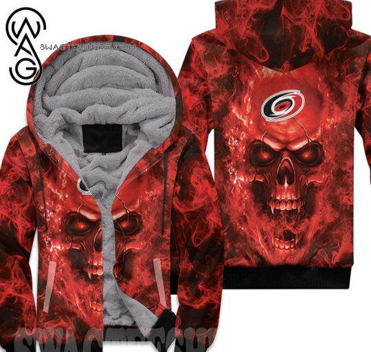 Carolina Hurricanes Fans Skull Hot Version Fleece Hoodie