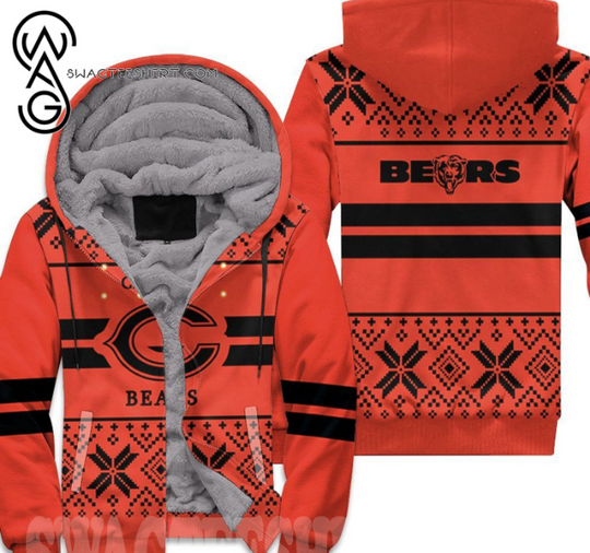 Chicago Bears Light Up Ugly Full Printing Fleece Hoodie