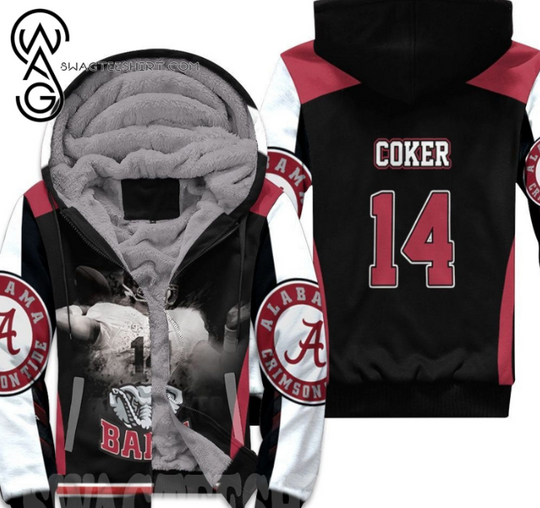 14 Jake Coker Albm Crimson Tide Full Printed Fleece Hoodie
