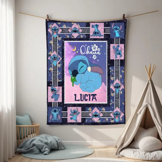 Discover Personalized Stitch Blanket, Lilo Stitch Fleece Blanket